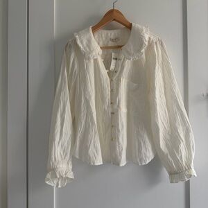 NWT / Anthropologie x Pilcro Keira Long-Sleeve Button Front Blouse in White